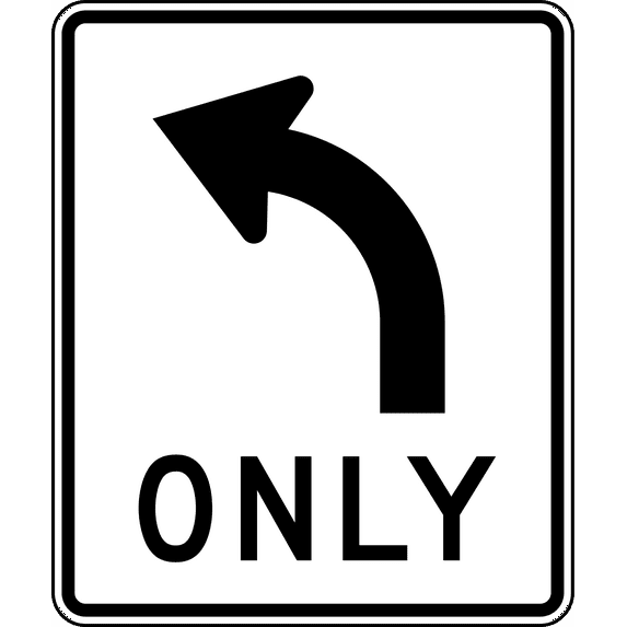 Vinyl Stickers - Left Turn only - Safety and Warning Warehouse Signs Stickers - 10" x 7" - 10 Pack