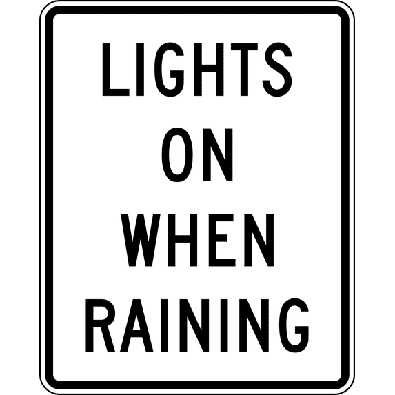 Vinyl Stickers - Lights on When Raining - Safety and Warning Warehouse Signs Stickers - 10" x 7" - 3 Pack