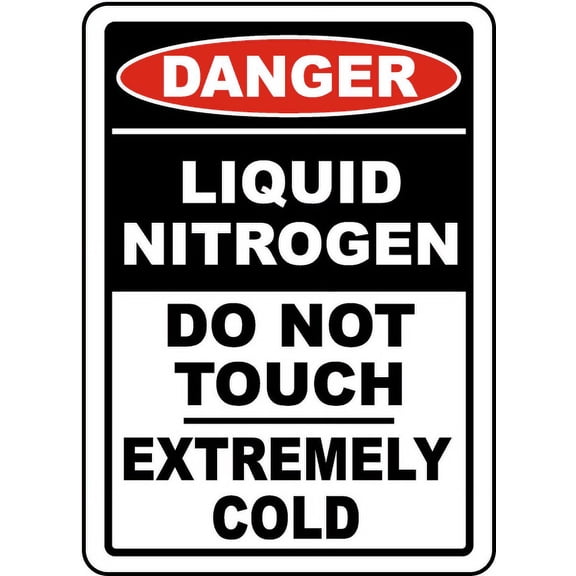 Vinyl Stickers - Liquid Nitrogen Do Not Touch Sign - Safety and Warning Warehouse Signs Stickers - 3.5" x 5" - 6 Pack