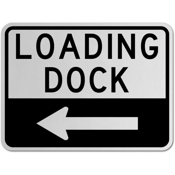 Vinyl Stickers - Loading Dock (Left Arrow) Sign - Safety and Warning Warehouse Signs Stickers - 10" x 7" - 10 Pack