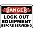thumbnail image 1 of Vinyl Stickers - Lock Out Equipment Before Servicing Sign - Safety and Warning Warehouse Signs Stickers - 3.5" x 5" - 10 Pack, 1 of 5
