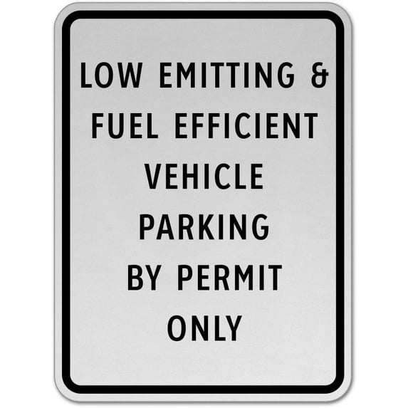 Vinyl Stickers - Low Emitting Vehicle Permit Parking Sign - Safety and Warning Warehouse Signs Stickers - 10" x 7" - 3 Pack