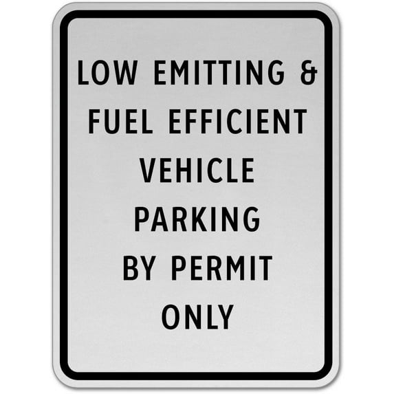 Vinyl Stickers - Low Emitting Vehicle Permit Parking Sign - Safety and Warning Warehouse Signs Stickers - 24" x 30" - 10 Pack