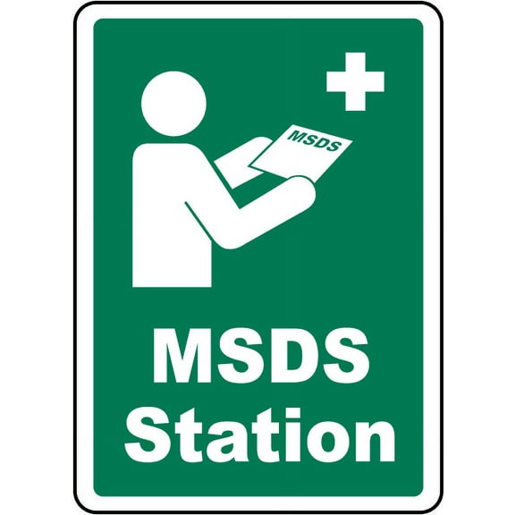 Vinyl Stickers - MSDS Station Sign - Safety and Warning Warehouse Signs Stickers - 3.5" x 5" - 3 Pack