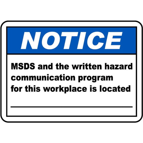 Vinyl Stickers - MSDS for Workplace is Located Sign - Safety and Warning Warehouse Signs Stickers - 10" x 7" - 10 Pack