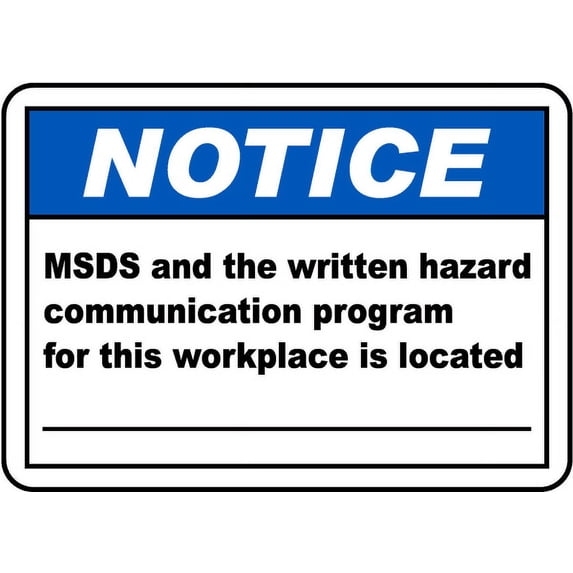 Vinyl Stickers - MSDS for Workplace is Located Sign - Safety and Warning Warehouse Signs Stickers - 3.5" x 5" - 6 Pack