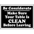 thumbnail image 1 of Vinyl Stickers - Make Sure Your Table is Clean Sign - Safety and Warning Warehouse Signs Stickers - 10" x 7" - 10 Pack, 1 of 5