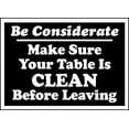 thumbnail image 1 of Vinyl Stickers - Make Sure Your Table is Clean Sign - Safety and Warning Warehouse Signs Stickers - 3.5" x 5" - 6 Pack, 1 of 5