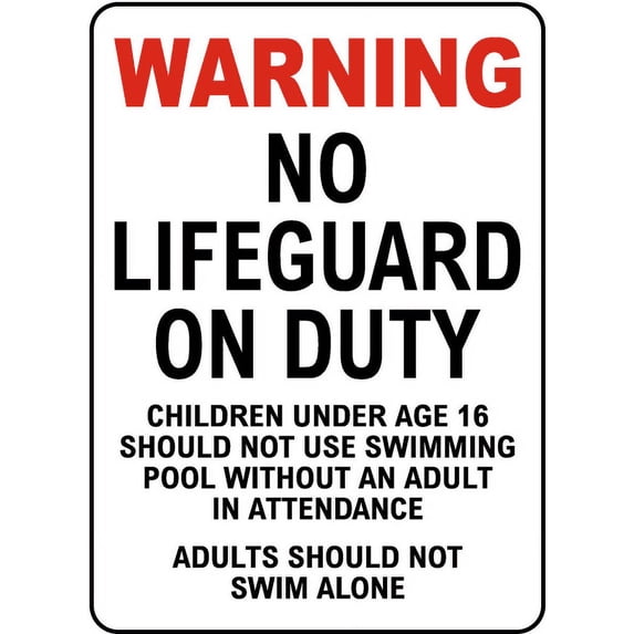 Vinyl Stickers - Massachusetts No Lifeguard Sign - Safety and Warning Warehouse Signs Stickers - 3.5" x 5" - 3 Pack