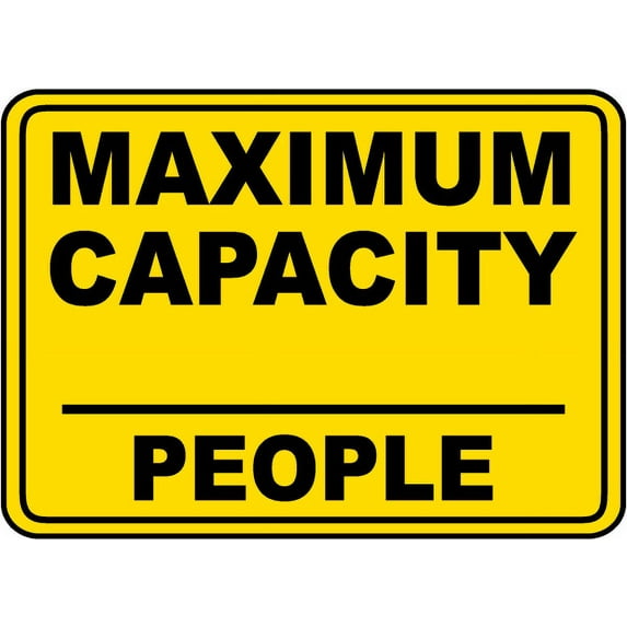 Vinyl Stickers - Maximum Capacity (People) Sign - Safety and Warning Warehouse Signs Stickers - 24" x 30" - 10 Pack