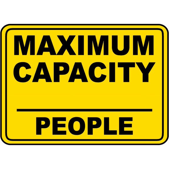 Vinyl Stickers - Maximum Capacity (People) Sign - Safety and Warning Warehouse Signs Stickers - 3.5" x 5" - 10 Pack
