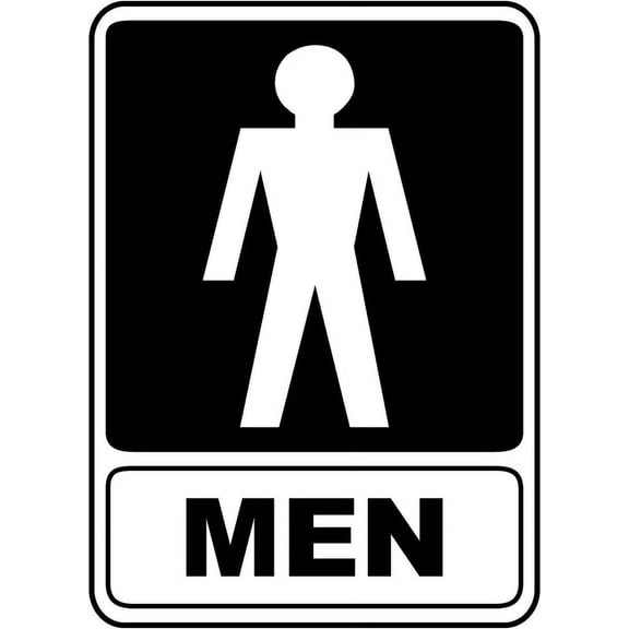 Vinyl Stickers - Men Restroom Sign E7 - Safety and Warning Warehouse Signs Stickers - 10" x 7" - 10 Pack
