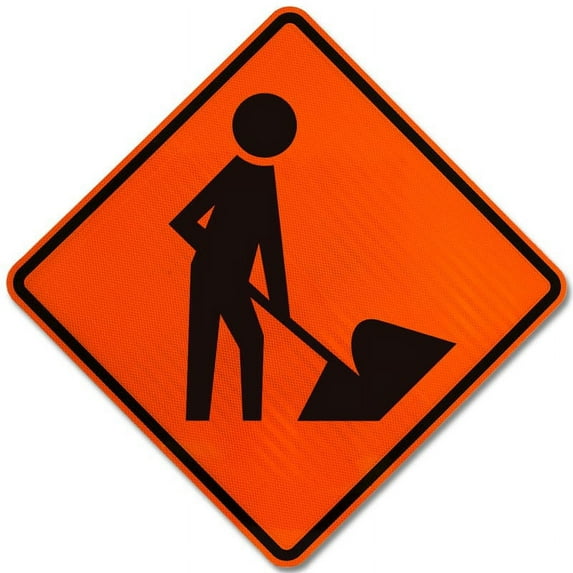 Vinyl Stickers - Men at Work Sign E4 - Safety and Warning Warehouse Signs Stickers - 24" x 30" - 3 Pack