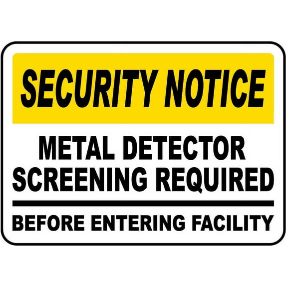 Vinyl Stickers - Metal Detector Screening Sign - Safety and Warning Warehouse Signs Stickers - 10" x 7" - 3 Pack
