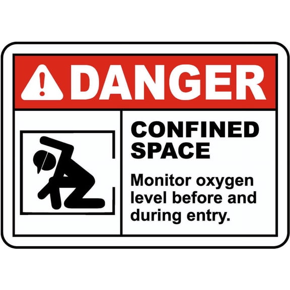 Vinyl Stickers - Monitor Oxygen Level Before and During Entry Sign - Safety and Warning Warehouse Signs Stickers - 13" x 9" - 10 Pack