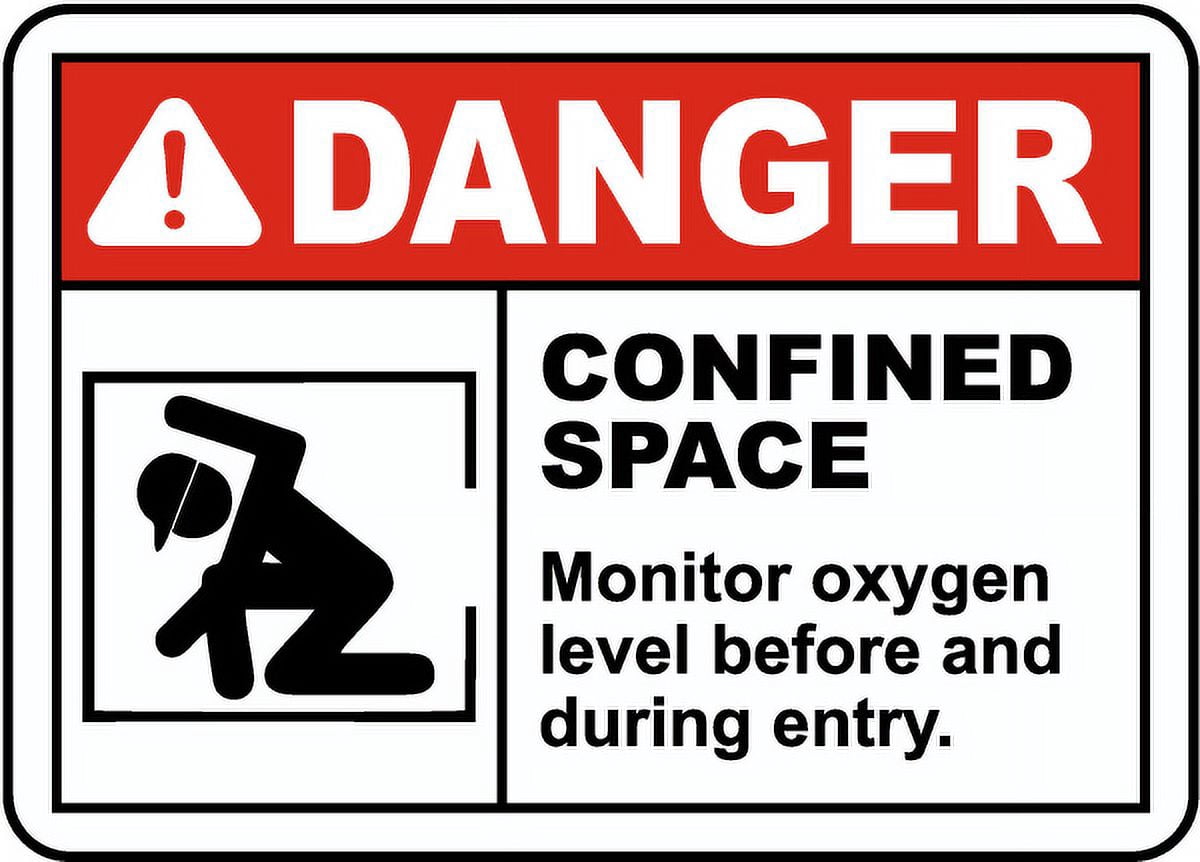 O2 Monitoring Signs Vinyl Stickers - Monitor Oxygen Level Before and During Entry Sign ...