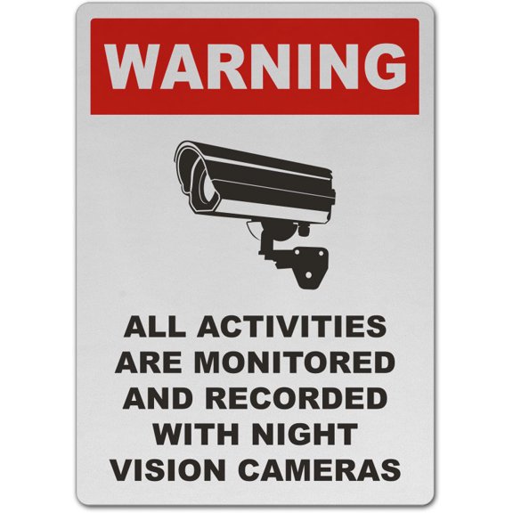 Vinyl Stickers - Monitored by Night Vision Camera Sign - Safety and Warning Warehouse Signs Stickers - 3.5" x 5" - 3 Pack