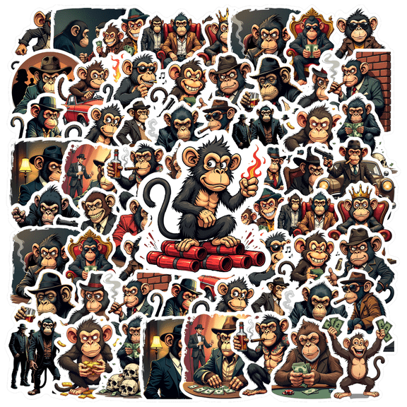 Vinyl Stickers Monkey Themed Waterproof Stickers Decorative Stickers for Notebooks Suitcases Laptops