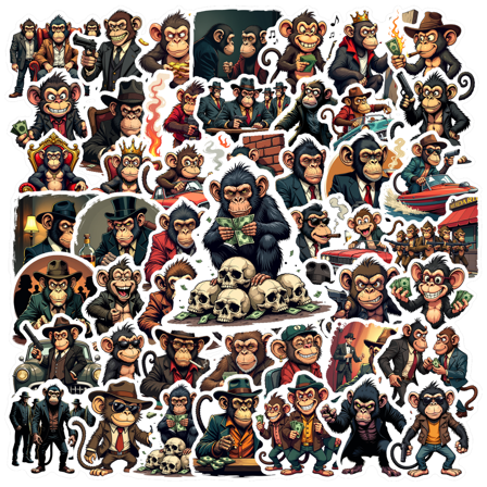 Vinyl Stickers Monkey Themed Waterproof Stickers Decorative Stickers for Notebooks Suitcases Laptops
