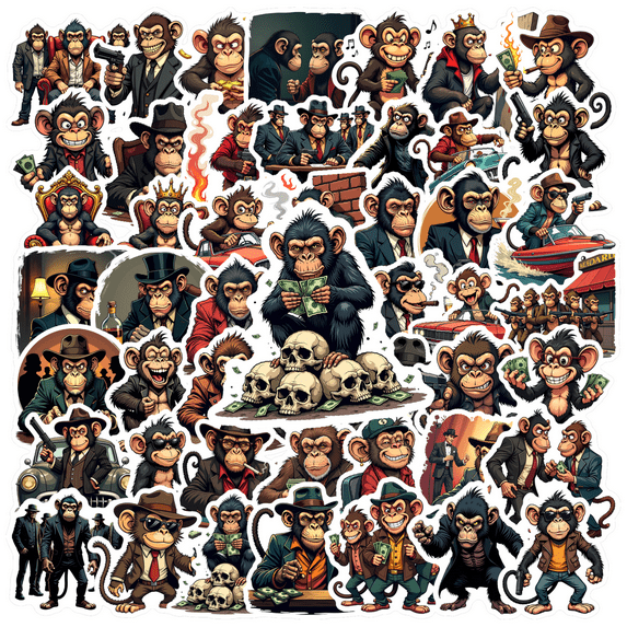 Vinyl Stickers Monkey Themed Waterproof Stickers Decorative Stickers for Notebooks Suitcases Laptops