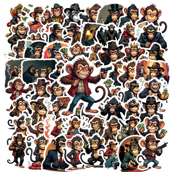 Vinyl Stickers Monkey Themed Waterproof Stickers Decorative Stickers for Notebooks Suitcases Laptops