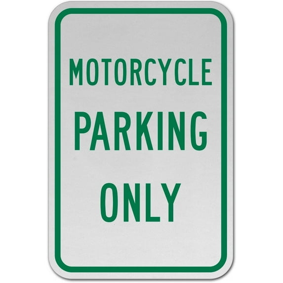 Vinyl Stickers - Motorcycle Parking Only Sign - Safety and Warning Warehouse Signs Stickers - 13" x 9" - 6 Pack