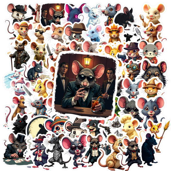 Vinyl Stickers Mouse Waterproof Stickers Cartoon Style Colorful Stickers for Notebooks Laptops Suitcases