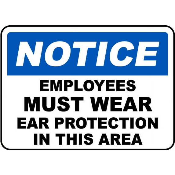 Vinyl Stickers - Must Wear Ear Protection Sign - Safety and Warning Warehouse Signs Stickers - 13" x 9" - 6 Pack