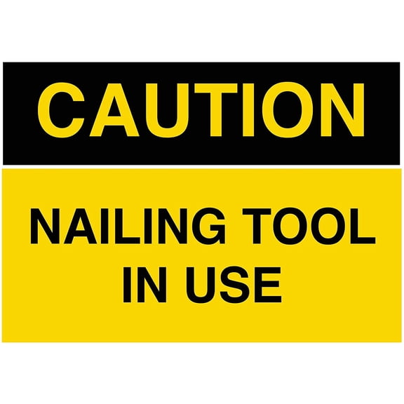 Vinyl Stickers - Nailing Tool Danger Sign - Safety and Warning Warehouse Signs Stickers - 10" x 7" - 3 Pack