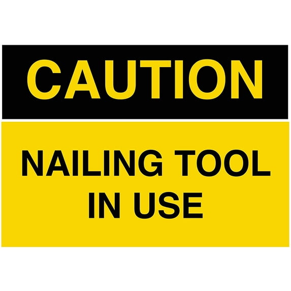 Vinyl Stickers - Nailing Tool Danger Sign - Safety and Warning Warehouse Signs Stickers - 3.5" x 5" - 3 Pack