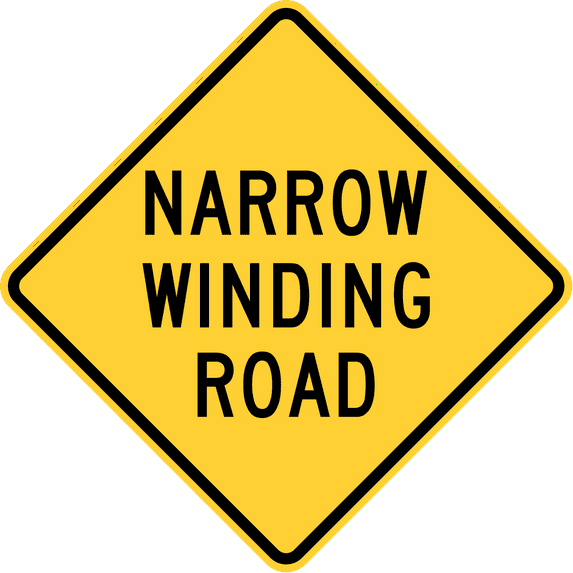 Vinyl Stickers - Narrow Winding Road, Forest Service USDA - Safety and Warning Warehouse Signs Stickers - 24" x 30" - 10 Pack