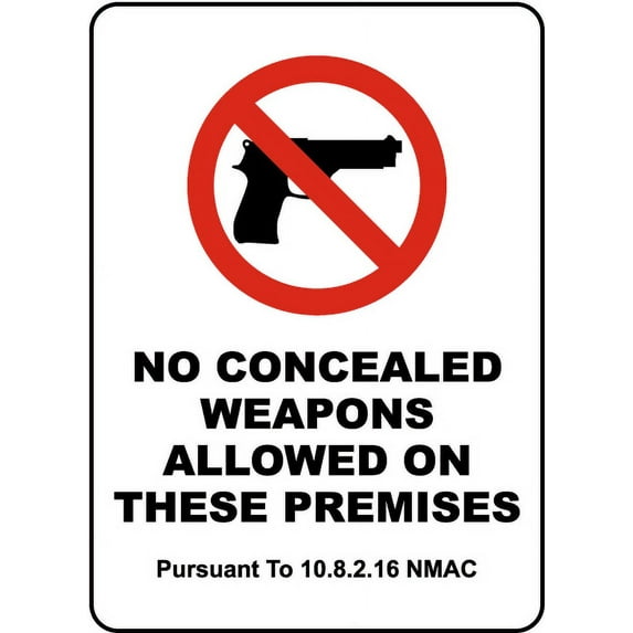 Vinyl Stickers - New Mexico No Concealed Weapons Allowed Sign - Safety and Warning Warehouse Signs Stickers - 3.5" x 5" - 6 Pack