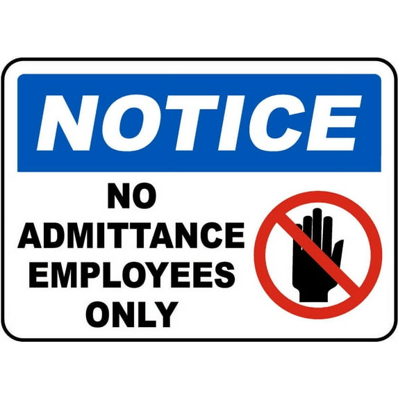 Vinyl Stickers - No Admittance Employees Only Sign 4 - Safety and Warning Warehouse Signs Stickers - 24" x 30" - 3 Pack