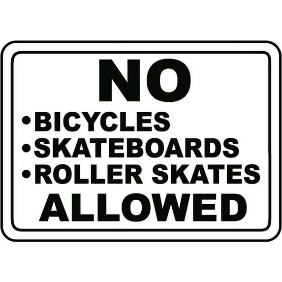 Vinyl Stickers - No Bicycles Skateboards Sign - Safety and Warning Warehouse Signs Stickers - 13" x 9" - 3 Pack