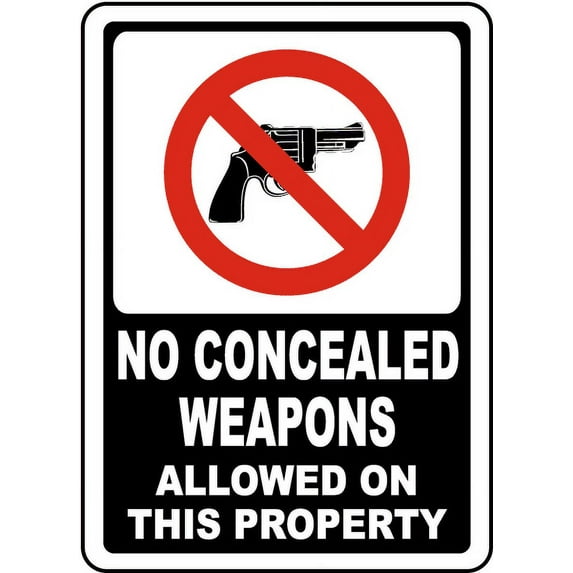 Vinyl Stickers - No Concealed Weapons Sign H3 - Safety and Warning Warehouse Signs Stickers - 24" x 30" - 3 Pack