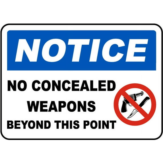 Vinyl Stickers - No Concealed Weapons Sign H4 - Safety and Warning Warehouse Signs Stickers - 10" x 7" - 10 Pack
