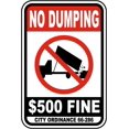 thumbnail image 1 of Vinyl Stickers - No Dumping $500 Fine Sign - Safety and Warning Warehouse Signs Stickers - 3.5" x 5" - 10 Pack, 1 of 5
