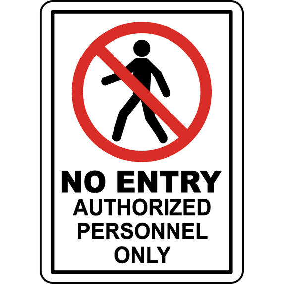 Vinyl Stickers - No Entry Authorized Personnel Only Sign - Safety and Warning Warehouse Signs Stickers - 3.5" x 5" - 6 Pack