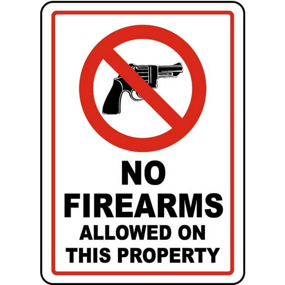Vinyl Stickers - No Firearms Allowed on This Property Sign I8 - Safety and Warning Warehouse Signs Stickers - 3.5" x 5" - 6 Pack