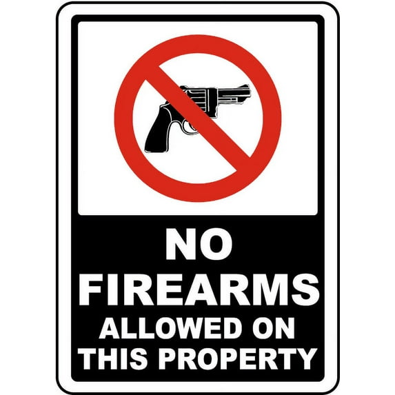 Vinyl Stickers - No Firearms Allowed on This Property Sign I9 - Safety and Warning Warehouse Signs Stickers - 13" x 9" - 3 Pack
