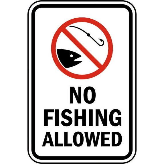 Vinyl Stickers - No Fishing Allowed Sign J1 - Safety and Warning Warehouse Signs Stickers - 10" x 7" - 10 Pack
