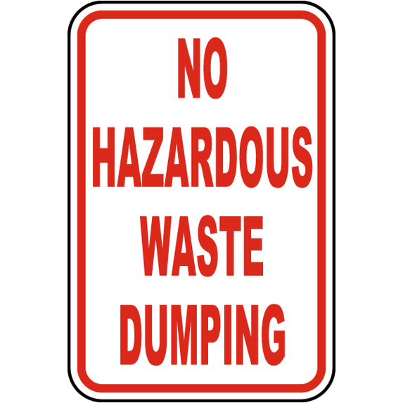 Vinyl Stickers - No Hazardous Waste Dumping Sign - Safety and Warning Warehouse Signs Stickers - 18" x 24" - 3 Pack