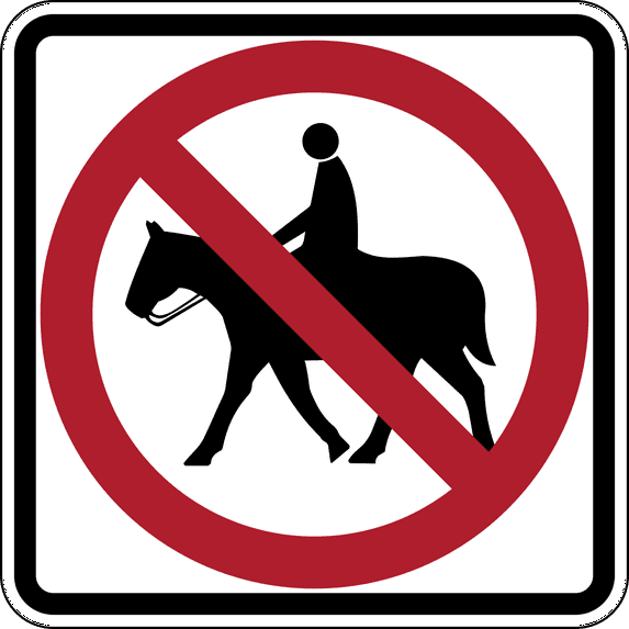 Vinyl Stickers - No Horseback Riding - Safety and Warning Warehouse Signs Stickers - 3.5" x 5" - 3 Pack