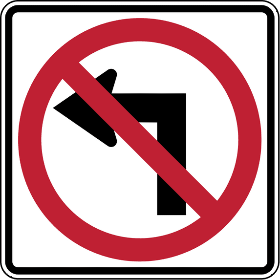 Vinyl Stickers - No Left Turn - Safety and Warning Warehouse Signs Stickers - 13" x 9" - 3 Pack