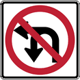 thumbnail image 1 of Vinyl Stickers - No Left or U-Turn - Safety and Warning Warehouse Signs Stickers - 18" x 24" - 10 Pack, 1 of 5
