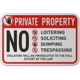 thumbnail image 1 of Vinyl Stickers - No Loitering Dumping Soliciting Sign L1 - Safety and Warning Warehouse Signs Stickers - 18" x 24" - 10 Pack, 1 of 5