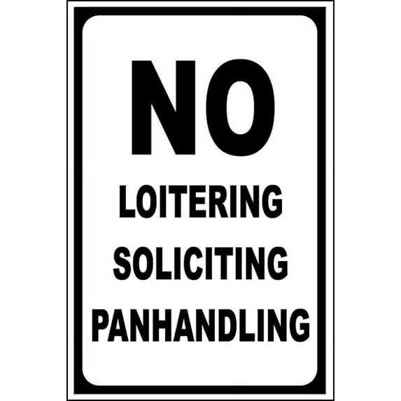 Vinyl Stickers - No Loitering No Soliciting Sign - Safety and Warning Warehouse Signs Stickers - 18" x 24" - 6 Pack