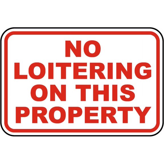 Vinyl Stickers - No Loitering on This Property Sign L4 - Safety and Warning Warehouse Signs Stickers - 10" x 7" - 10 Pack