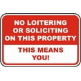 thumbnail image 1 of Vinyl Stickers - No Loitering or Soliciting Sign - Safety and Warning Warehouse Signs Stickers - 3.5" x 5" - 3 Pack, 1 of 5