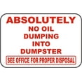 thumbnail image 1 of Vinyl Stickers - No Oil Dumping Into Dumpster Sign L9 - Safety and Warning Warehouse Signs Stickers - 3.5" x 5" - 10 Pack, 1 of 5